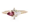 Gold Plated 925 Sterling Silver Cubic Zirconia Dainty Stackable Pear Cut Ruby Diamond Engagement Ring