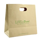 custom printed Smooth brown Kraft handle flat paper bag