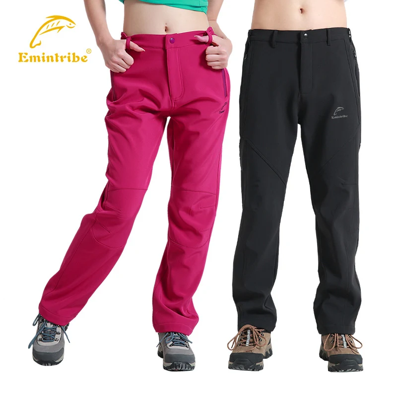 Outdoor soft shell pants Fleece Trousers thick warm autumn and winter water repellent windproof Trousers male and female models