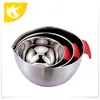 Kitchenware 3pcs Salad Bowl Stainless Steel 304 Mixing Bowl with Silicone Handle