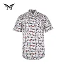 Wholesale colorful pattern poplin cotton mens printed casual beer hawaiian shirts short sleeve summer