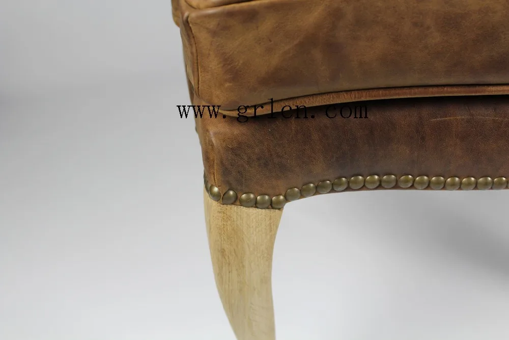 ヴィンテージフレンチスタイルの木製のダイニングルーム椅子茶色の革張りのアームチェア仕入れ・メーカー・工場