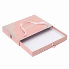 Hot selling Rigid Cardboard Pink luxury women's dress packaging drawer gift box handle,drawer gift box with matched bag