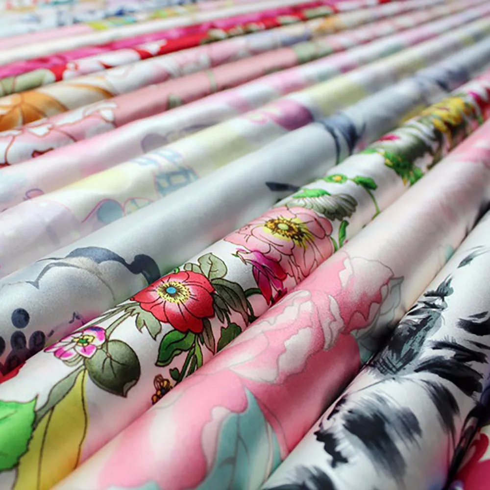 Digital Printed 16mm Spandex Satin Silk Fabric For Lady Garment Buy