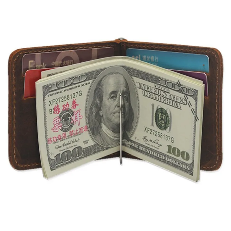 Promo customized magnet PU leather money clip with credit card holder