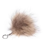 Wholesale Fluffy Cute Keyring Luxury Plush Pom Pom KeyChain Real Raccoon Fur Bag Charm