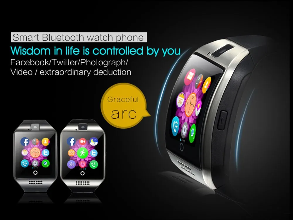 Q18 Smart Watch Phone Bluetooth WristWatch Wrist Smartwatch for HTC LG Huawei Xiaomi Android Smartphone