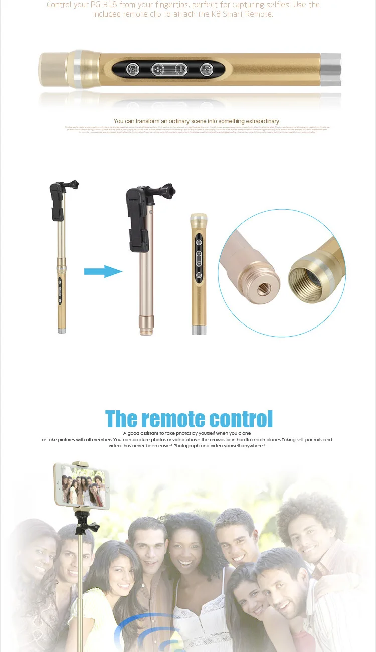 wireless mobile phone selfie stick for IOS monopod