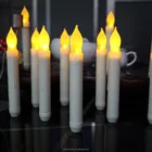 Yellow Mini Battery Operated Wax Dipped White Flickering Flameless Taper LED Candles