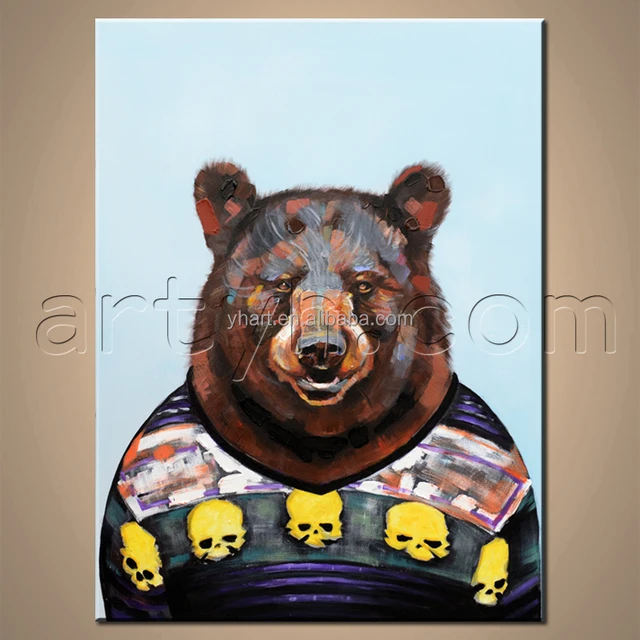 pop animal uncle bear oil painting on canvas animal