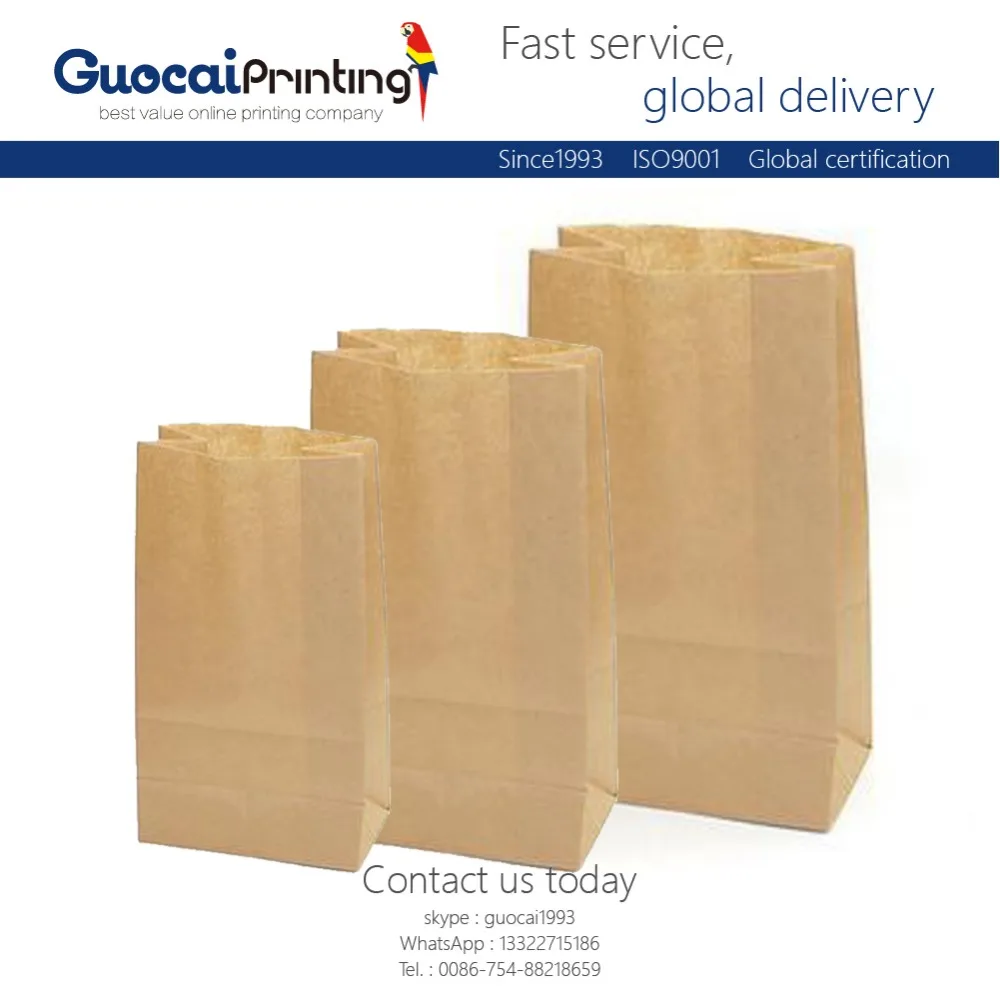 low cost brown custom craft paper bag for food, fastfood paper