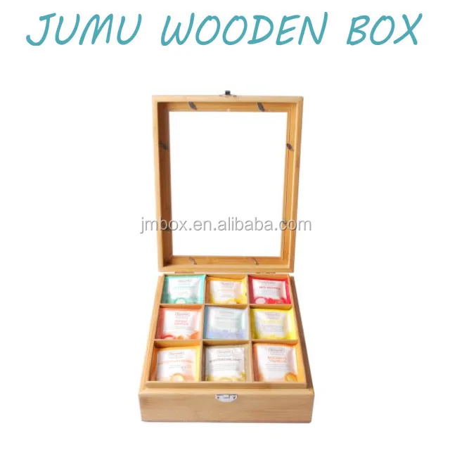 packaging & printing box 9 compartments wooden tea gift box 