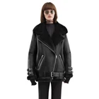 Sheared Sheepskin Double faced Real Leather coat Natural sheep fur coat Women