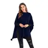 Latest Design Tassel Ball Women Cloak Ladies Loose Outerwear Irregular Sweater Coat