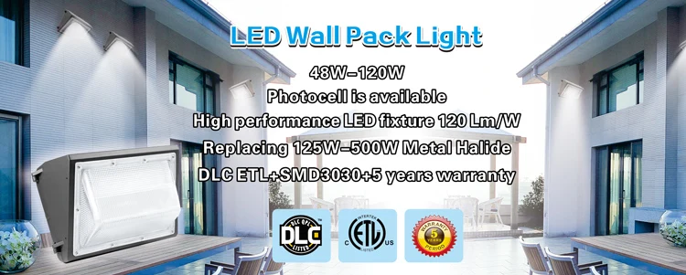 American stardard mounted wall light ip65 65W 100W DLC ETL listed led wall pack light