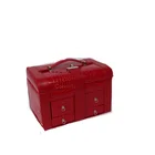 Red custom luxury glass mirror leather jewelry box, mirror jewellery box storage ring box