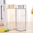 Drinking Plastic Square Water Bottle Flat AS 430ml BPA Free Water Bottle with Wood Lid