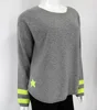 Ladies' crew neck drop shoulder long sleeve long pullover knitted sweater