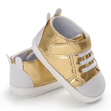 2018 fashion magic sticker shining glossy leather baby shoes