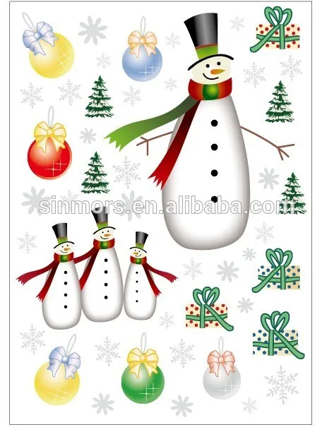 snowman&gifts decoration merry christmas window clings stickers