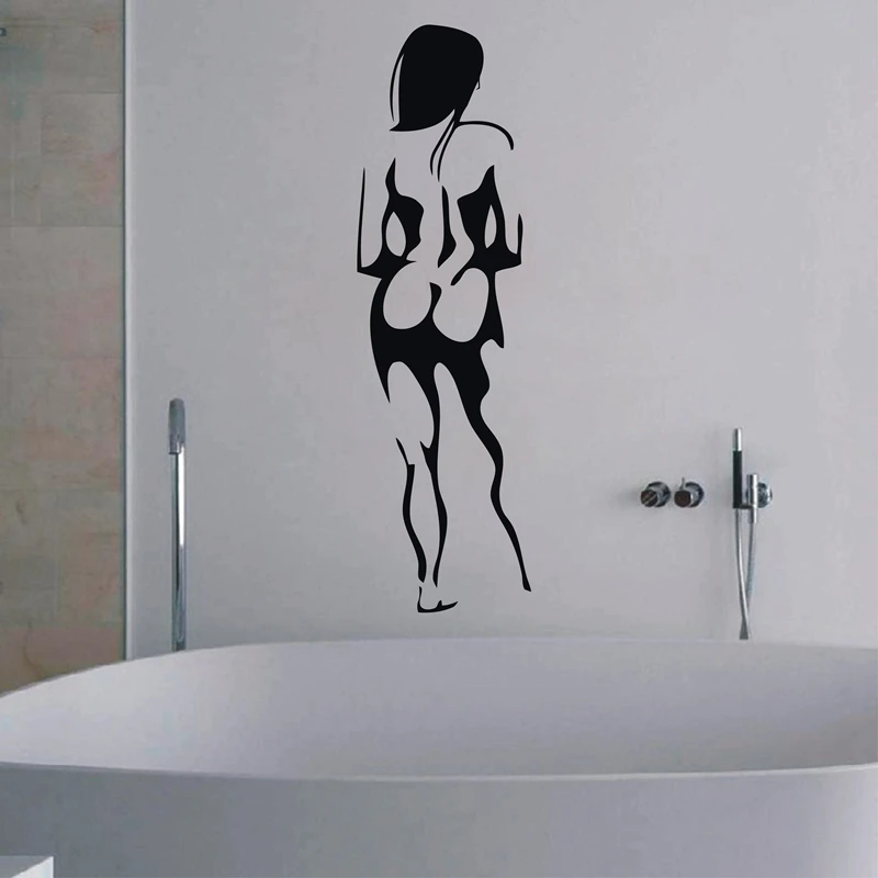 Decal Stickers use on door wall Lady In Bath Decal Window 