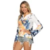 Wholesale 2019 spring autumn fashion V neck milk silk fabric stretchy ordinary print ladies blouse femme