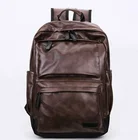 Zipper Waterproof Pu Leather Man Black School Backpack for University Students