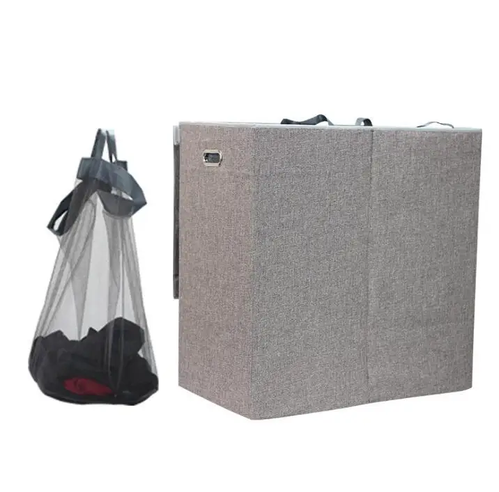 new design double laundry hamper foldable cloth storage basket