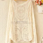 Cotton crochet beach dress,hot selling beach cover up,tunique beachwear