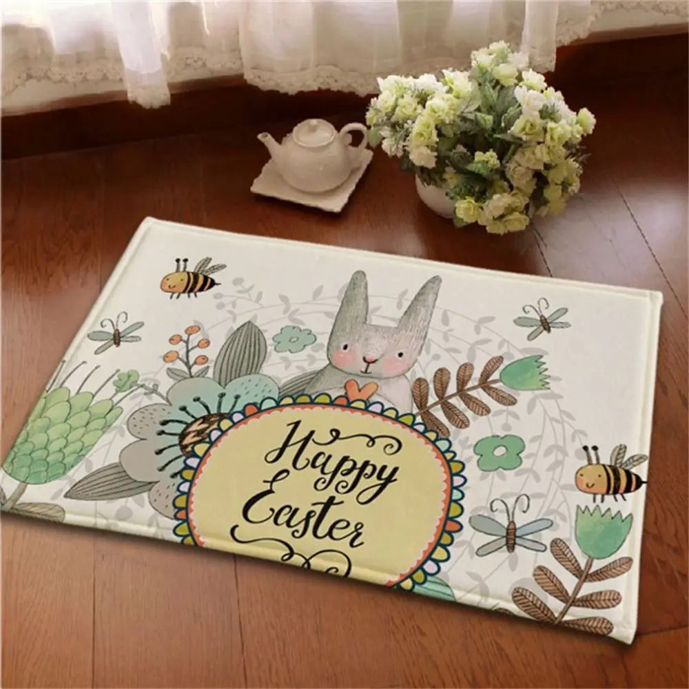 2016 Practical 1Pcs Fashion Kawaii Cartoon Rabbit Print Floor Mat Rectangle Carpet Doormats for Living Room Anti-Slip Rugs