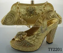 Fashion gold fashion sexy ladies shoes and bags to match women