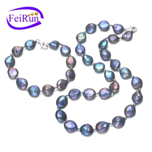 925 silver natural freshwater pearl jewelry set with necklace