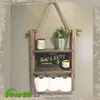 Shabby Chic Hanging Wooden Wall Shelf Stand,Rustic Distressed Bathroom Ladder Display,Vintage Wood Wall Board Rack with Rope