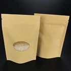 Stand up pouch ziplock brown kraft paper loose leaf tea packaging bag with window