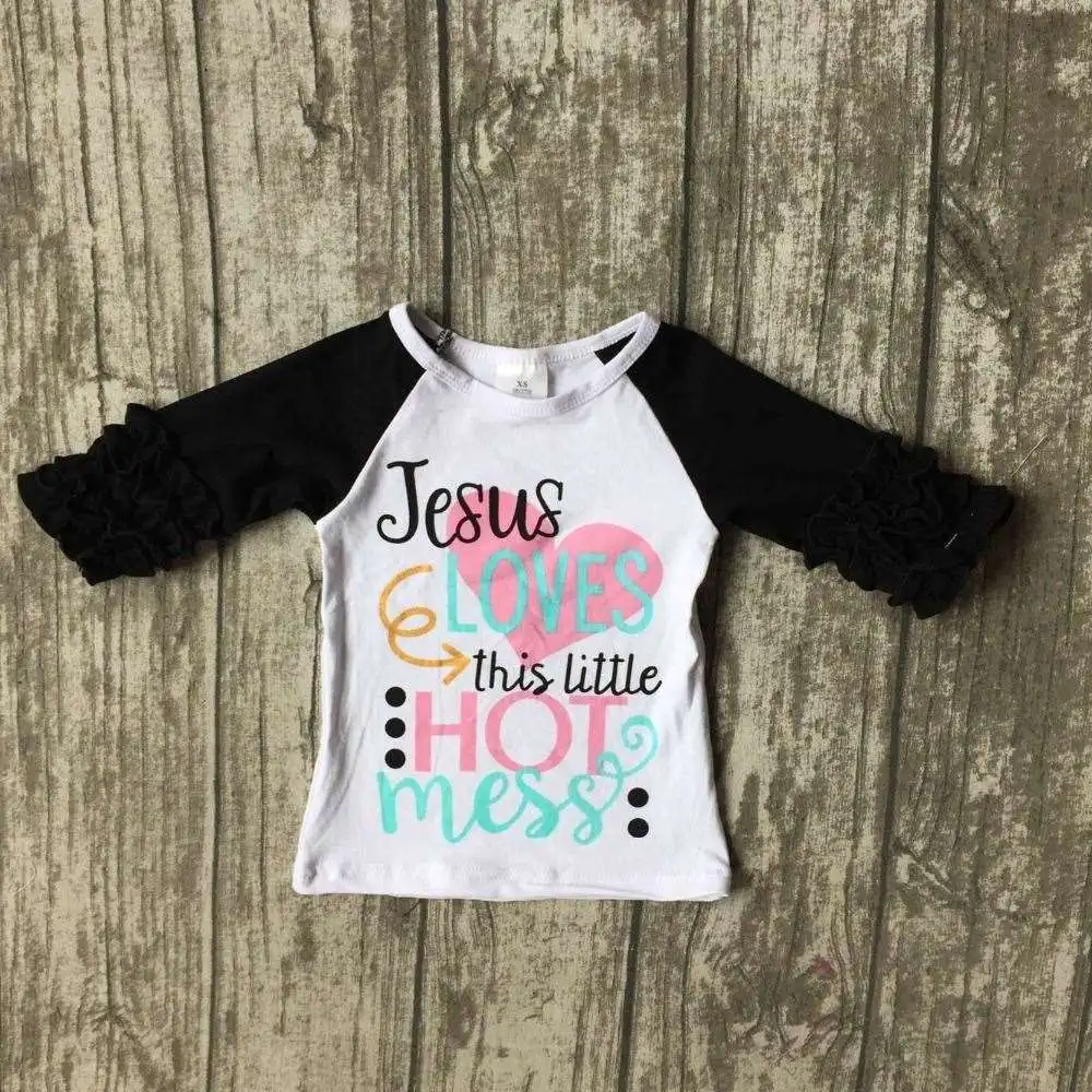 baby girls cotton raglans girls Jesus loves this little hot mess raglans children kids boutique raglans clothing
