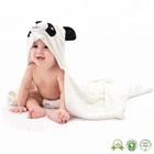 2018 Amazon Hot Sales White Organic Bamboo Terry Baby Panda Hooded Bath Towels Set For Child With Hood