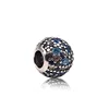 ZOECOCO Wholesale 925 Sterling Silver Pave Blue Zircon Charm Beads Fit European Bracelets