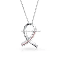 Rhodium Plating Pink Awarness Ribbon Breast