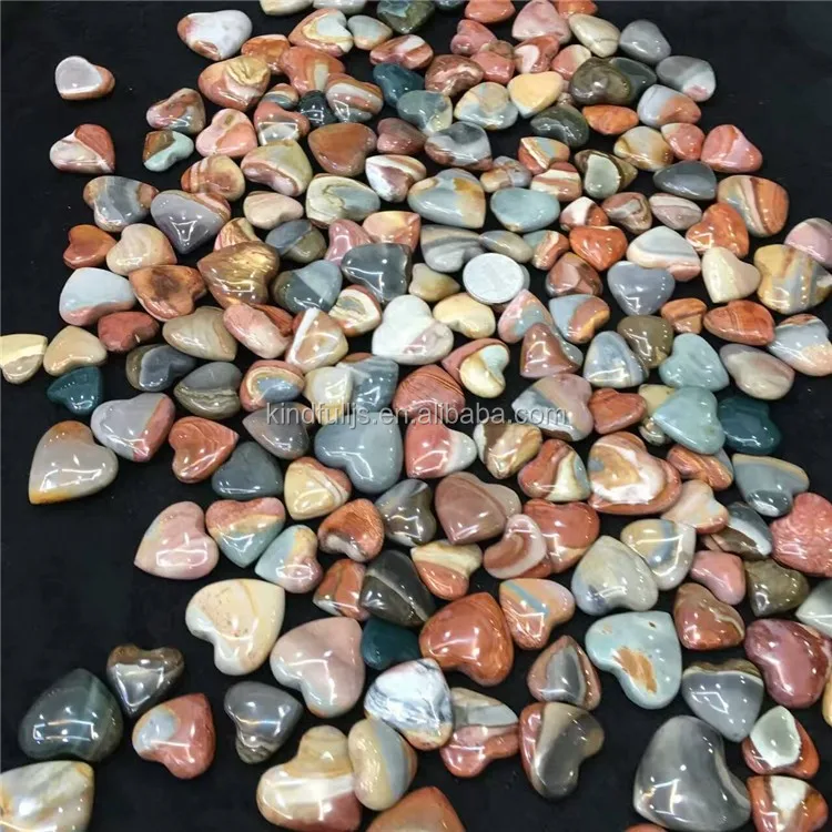 wholesale natural ocean jasper stone carved crystal hearts for