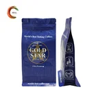 Flat Bottom Stand Up Coffee Beans Packaging Bag With Zipper And Tear Notch