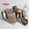 Handmade vintage motorcycle model with sidecar for home decor