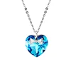 Large Heart Shaped Sapphire Jewelry With 925 Silver Necklace Charming Austrian Crystal Heart Pendant