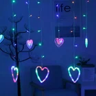 12 Love Heart Holiday String 138 Led Window Curtain Garland Fairy Lights For Valentine Wedding Decoration