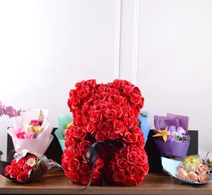 gift bear red rose soap flower bear present bear