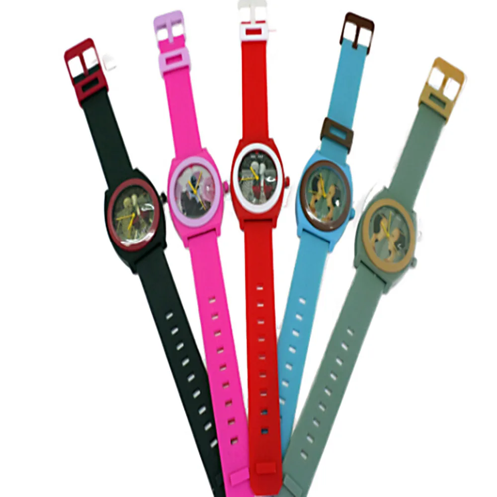 Top sales monster Geneva silicone watches 2014 women casual watches hardlex Dial Window silicone band muliticolour round case