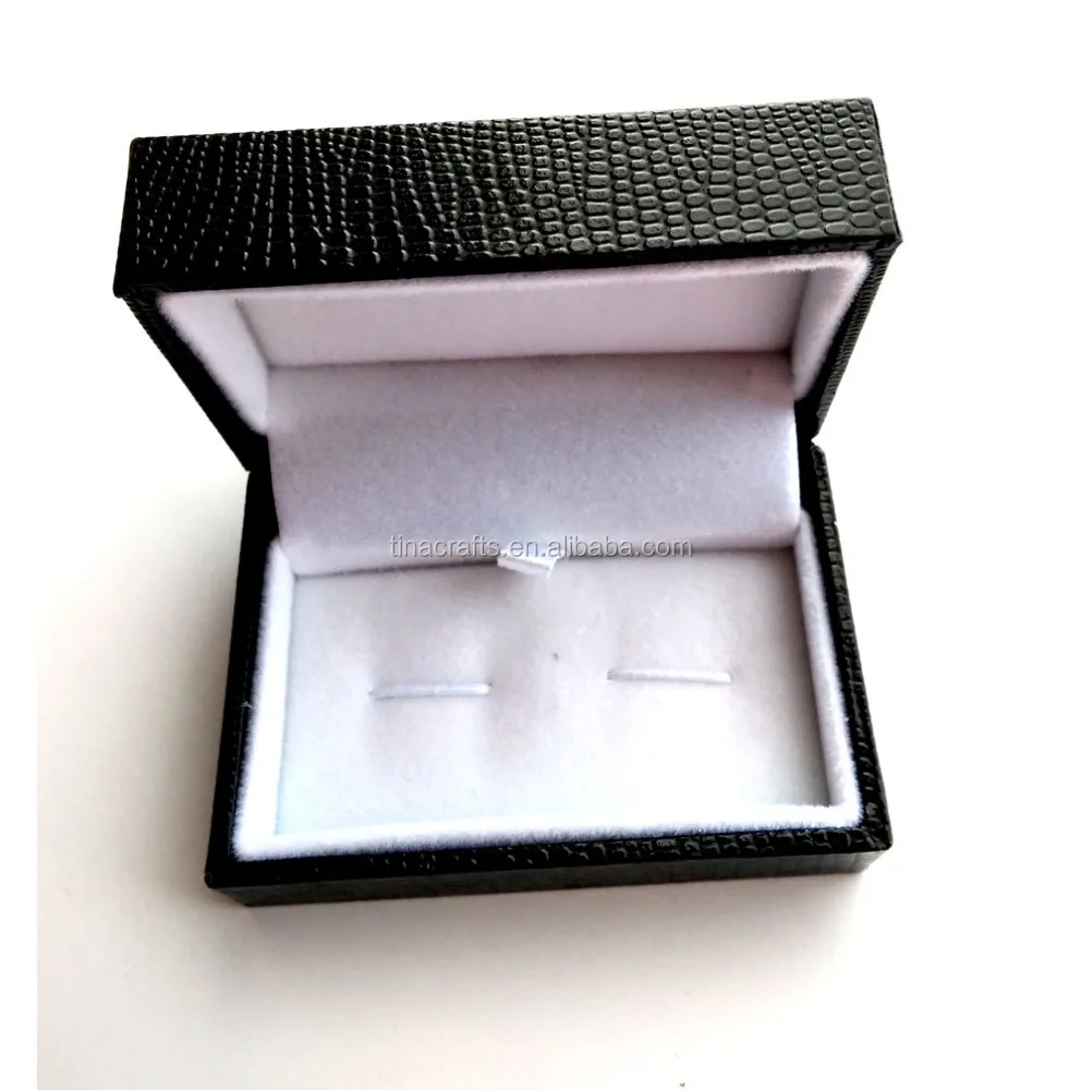 fashion high quality rectangle black leather paper cufflink gift