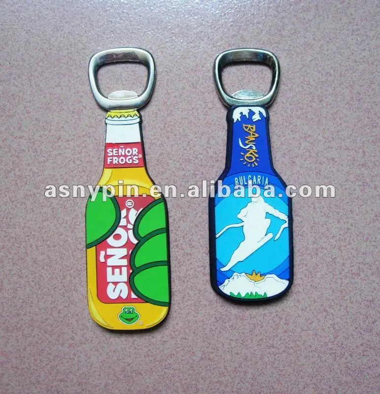 country flag beer bottle shape pvc magnetic bottle opener