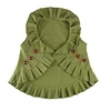 Olive Green Girls Ruffle Jacket With Wooden Buttons Baby Girls Sleeveless Vest Bulk Wholesale Kids Clothing