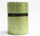 handmade gold foil stamped special design round paper gift box with silk ribbon