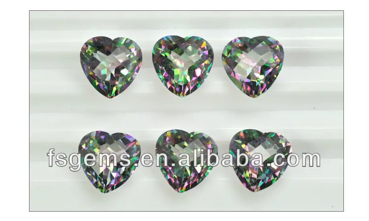 Wholesale Natural Mystic Quartz Gemstones Round Heart Pear Cushion Shaped Rainbow Quartz Crystals in Green Yellow White Colors